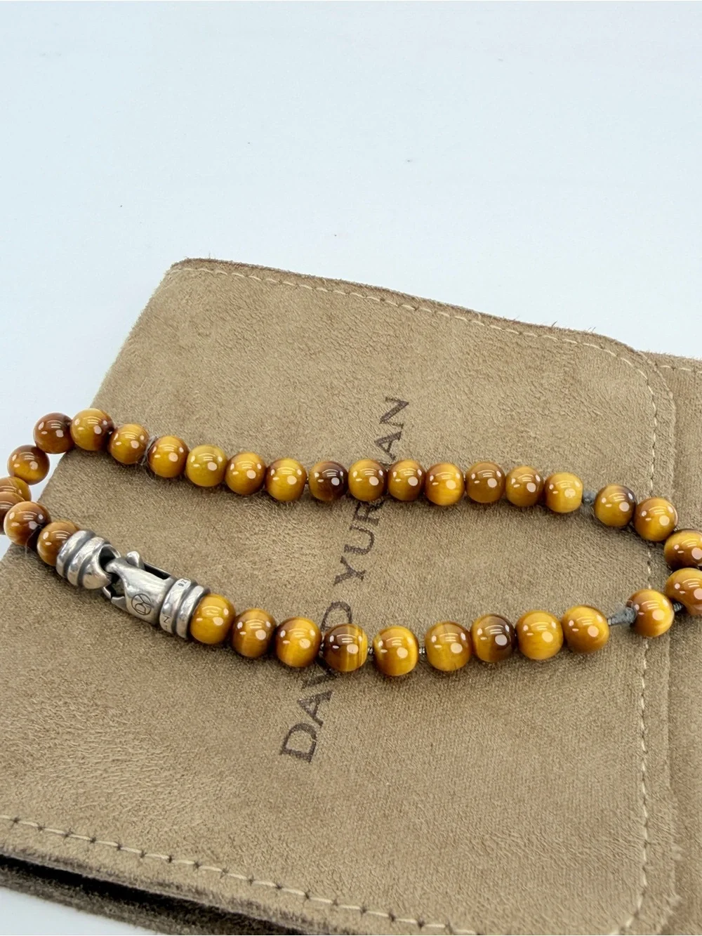 David Yurman Sterling SIlver Tigers Eye 6mm Spiritual Beads Bracelet